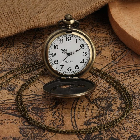 Rose Pocket Watch NEW Flower Gift Romantic Love Men Woman Wife Husband Necklace - Picture 2 of 3